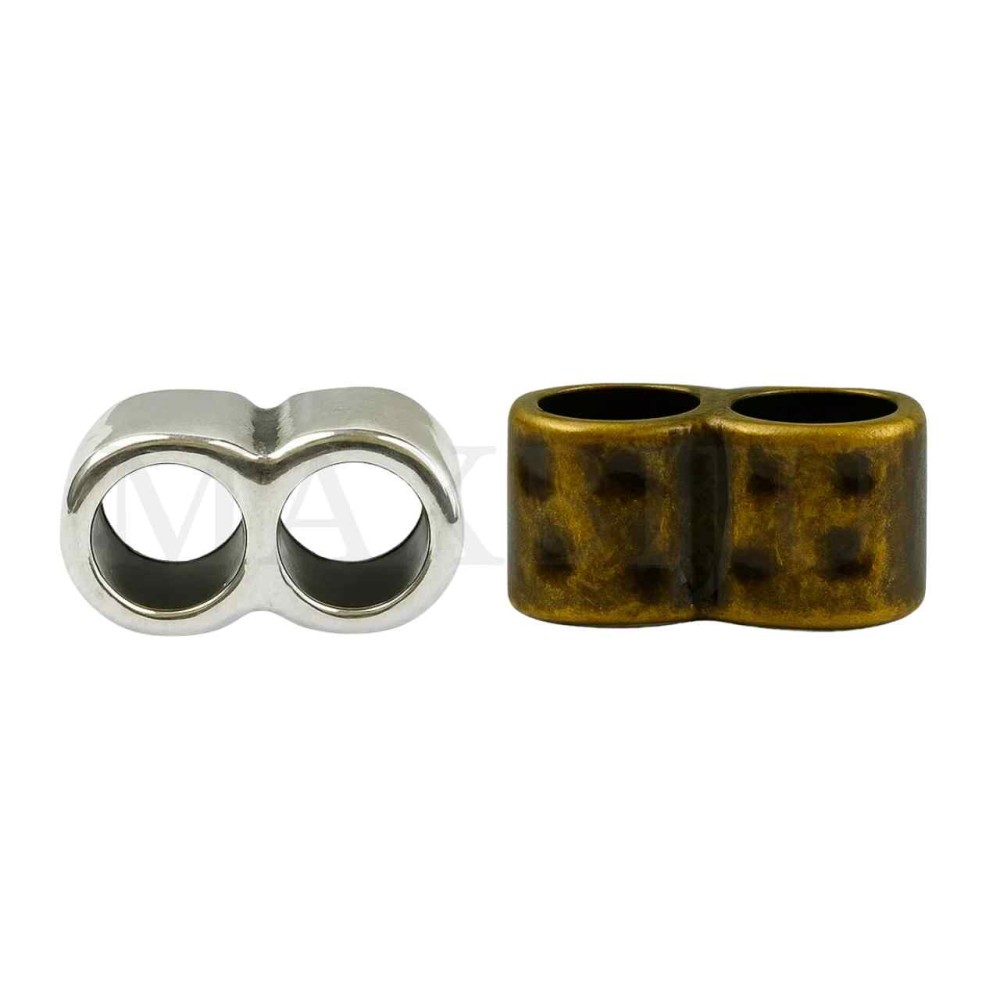 Double-Ended Zinc Bead with Pattern 16x8mm
