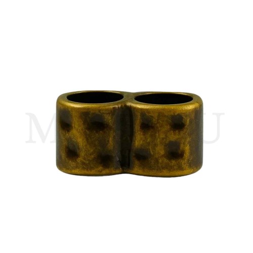 Double-Ended Zinc Bead with Pattern 16x8mm