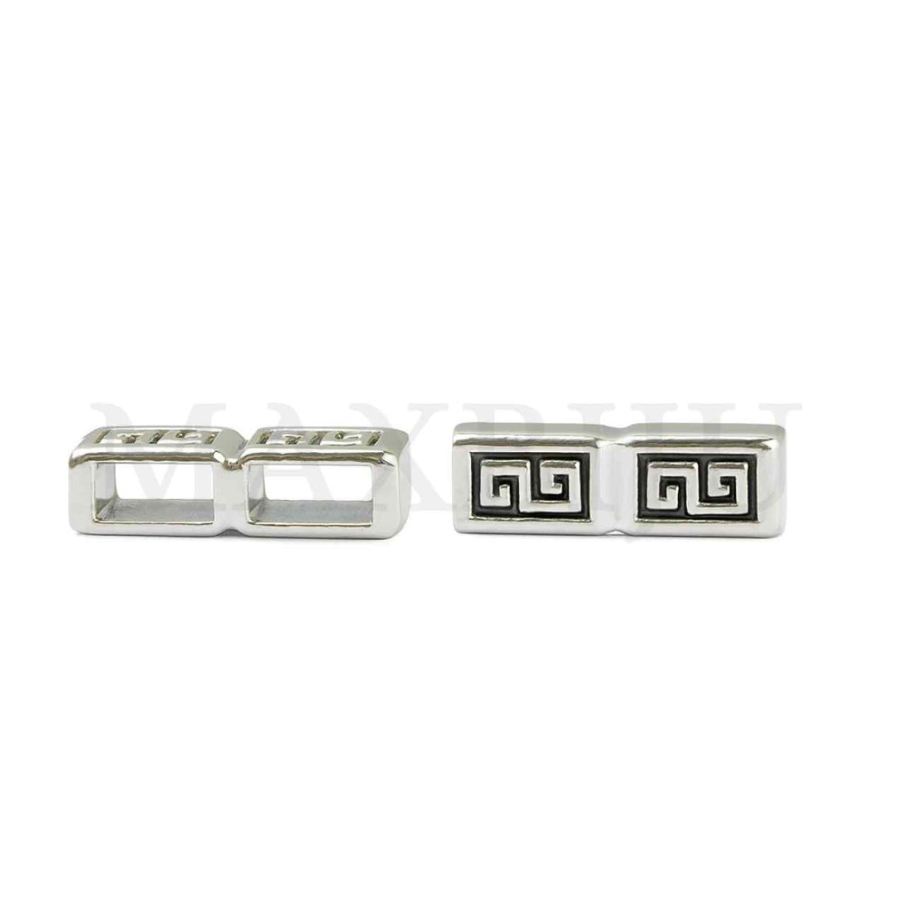 Double Zinc Bead with 
Greek Design 15x5mm