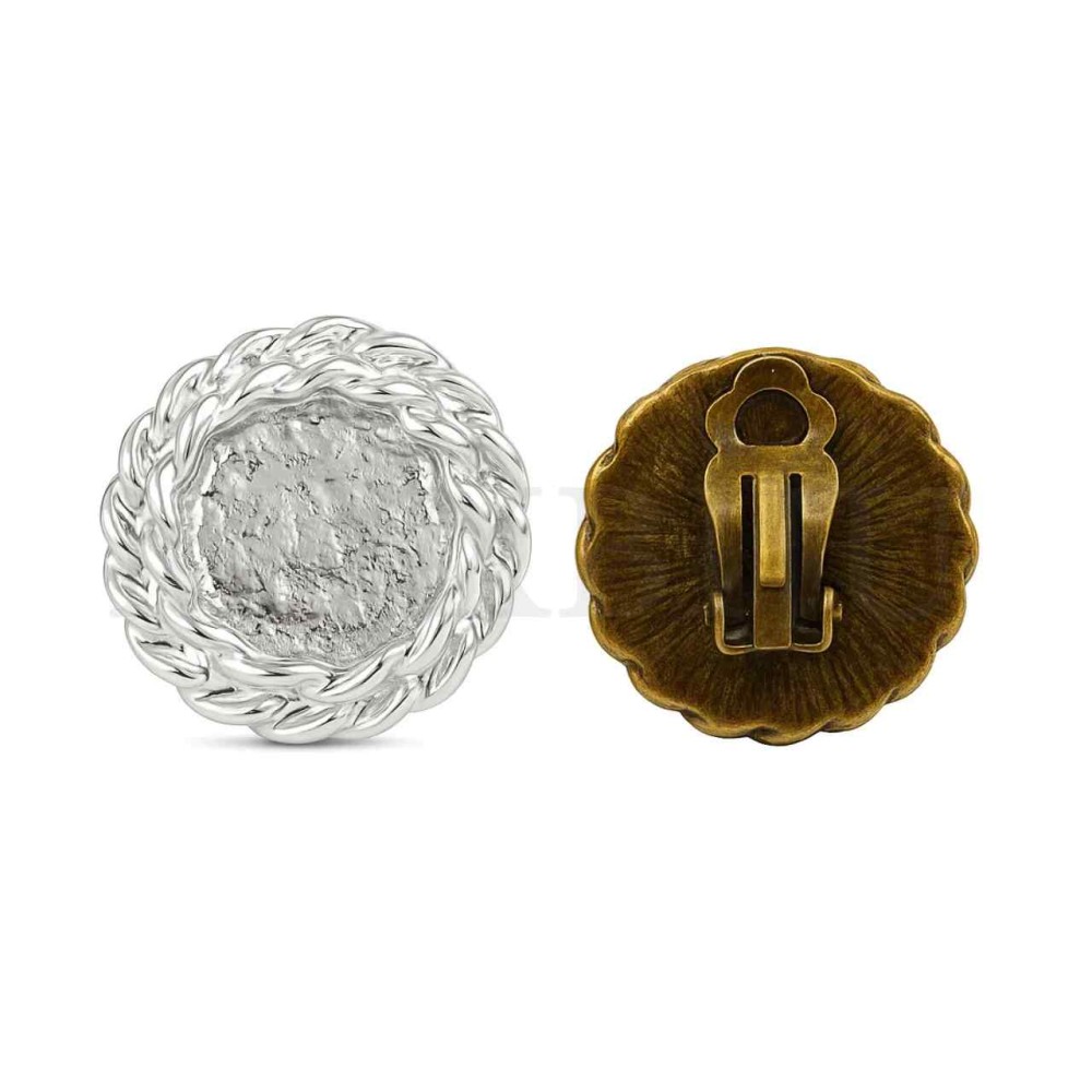 Metal Stud Earring Base with Embossed Edge 22mm
