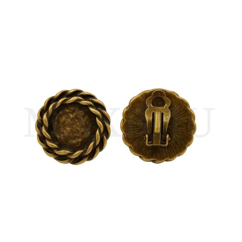 Metal Stud Earring Base with Embossed Edge 22mm
