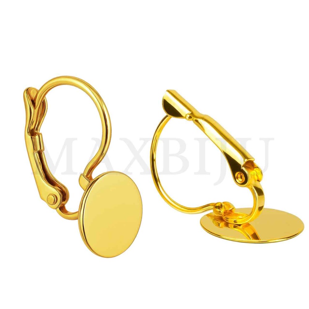 Metal Earring Base for Cabochon 12x26mm