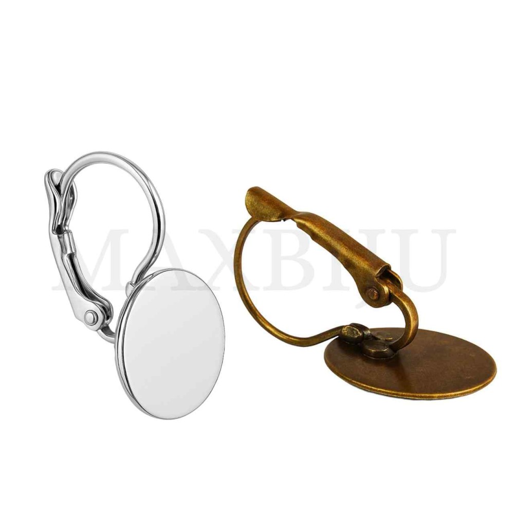 Metal Earring Base for Cabochon 15x26mm
