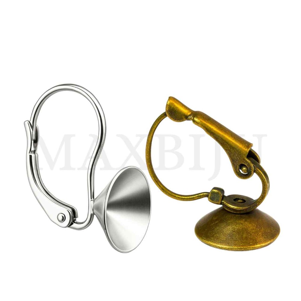 Metal Base for Leverback Earring with Cone 10x23mm