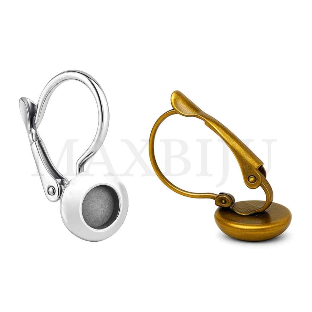 Metal Earring Base for Cabochon 10x23mm