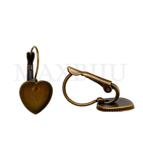 Metal Base for Heart Earrings  12x32mm