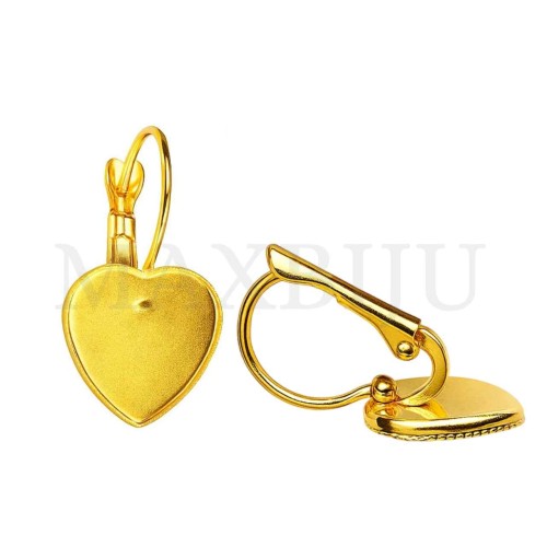 Metal Base for Heart Earrings  12x32mm