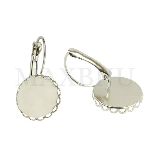 Metal Earrings Base with Openwork Edge 16x26mm