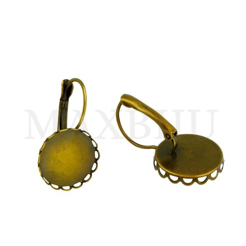 Metal Earrings Base with Openwork Edge 16x26mm