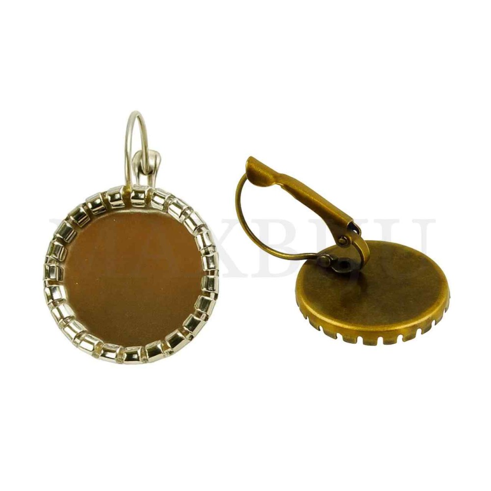 Metal Earrings Base with Edge with Fastening Clips 20x30mm