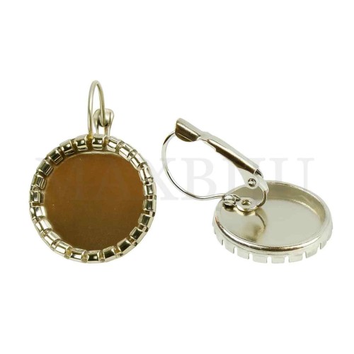 Metal Earrings Base with Edge with Fastening Clips 20x30mm