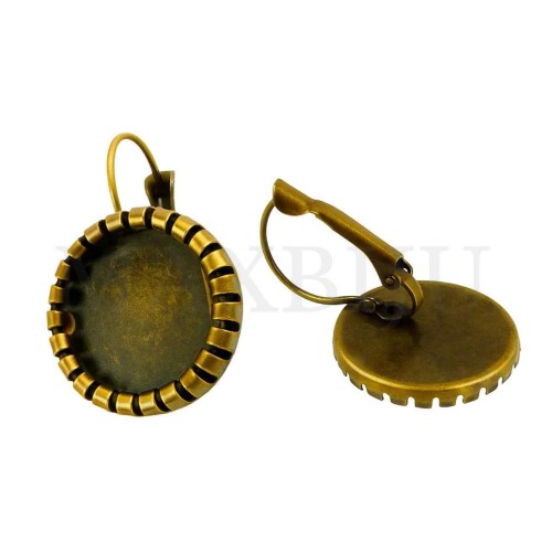 Metal Earrings Base with Edge with Fastening Clips 20x30mm