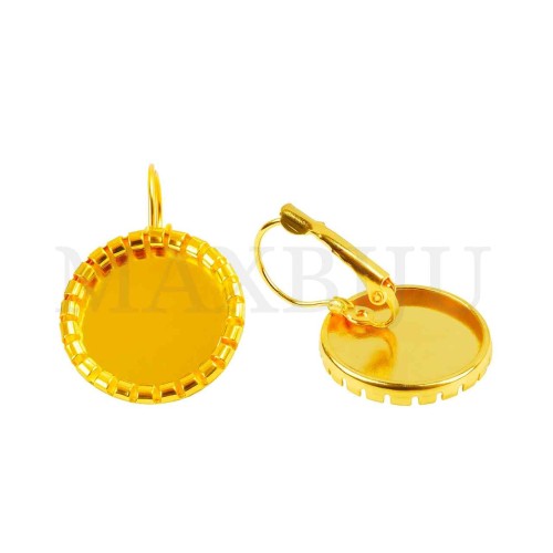 Metal Earrings Base with Edge with Fastening Clips 20x30mm
