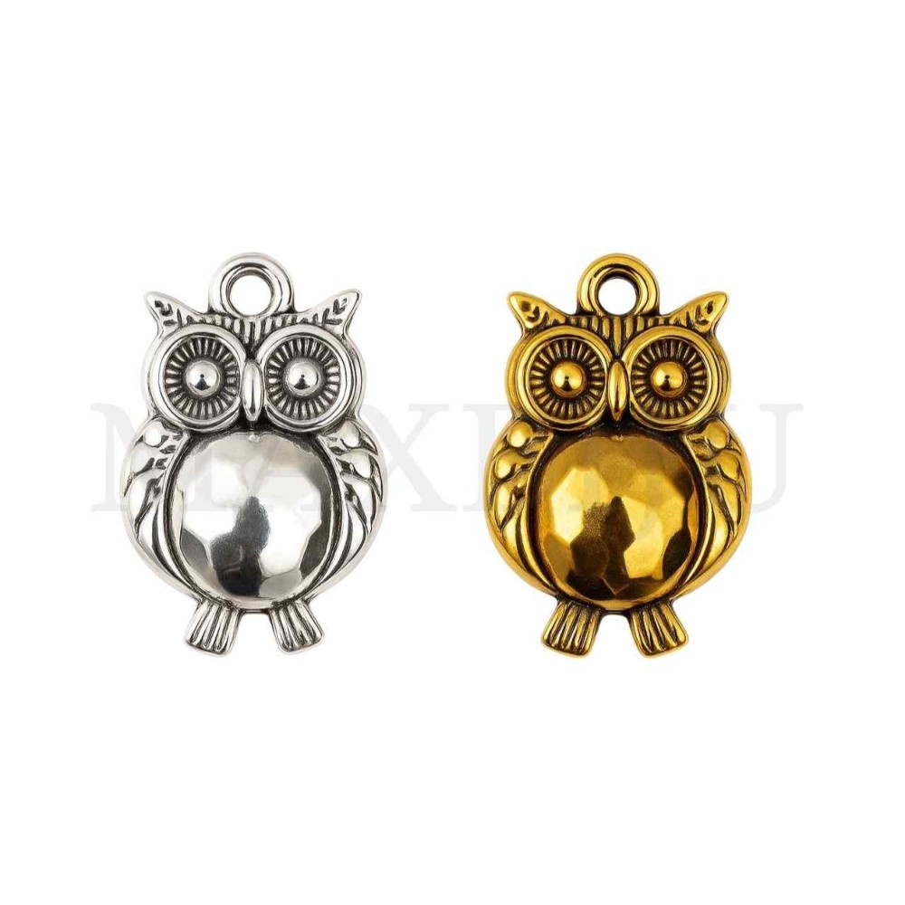 Metal Pendant - Owl 15x21mm