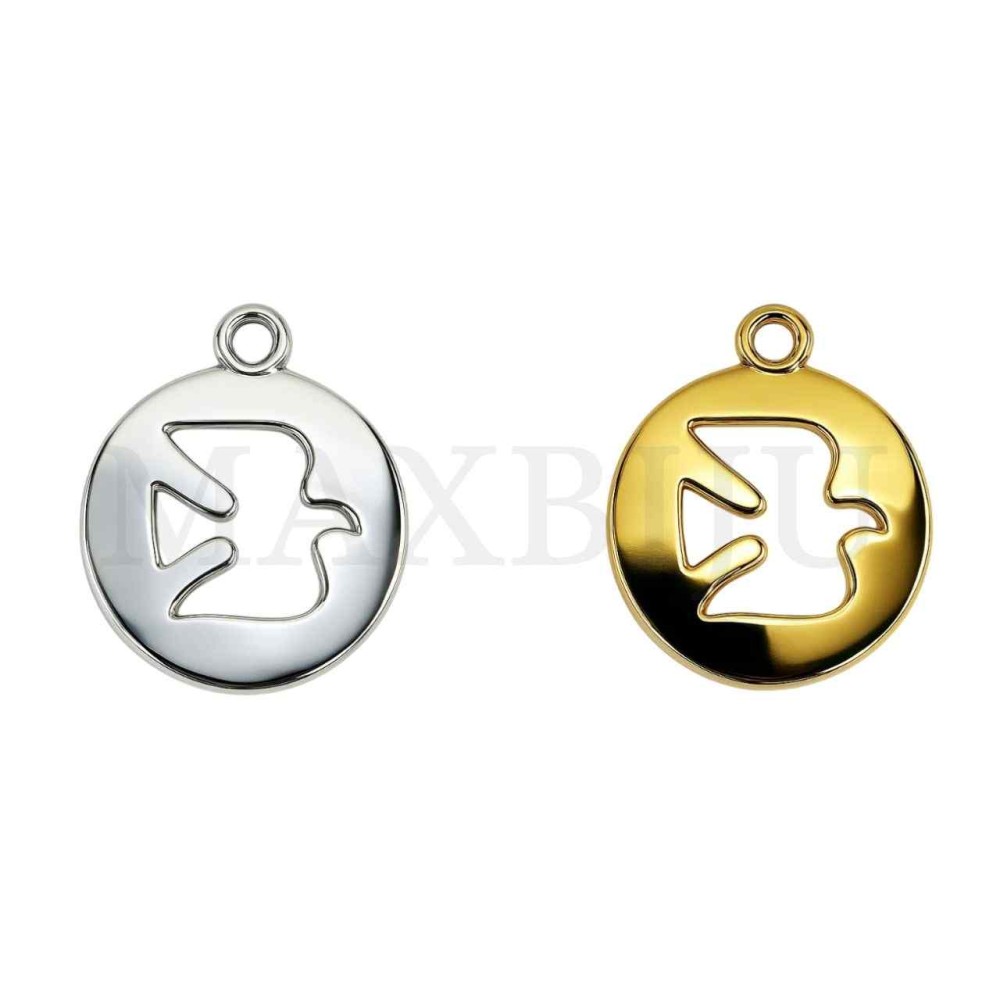 Metal Pendant - Dove 16mm