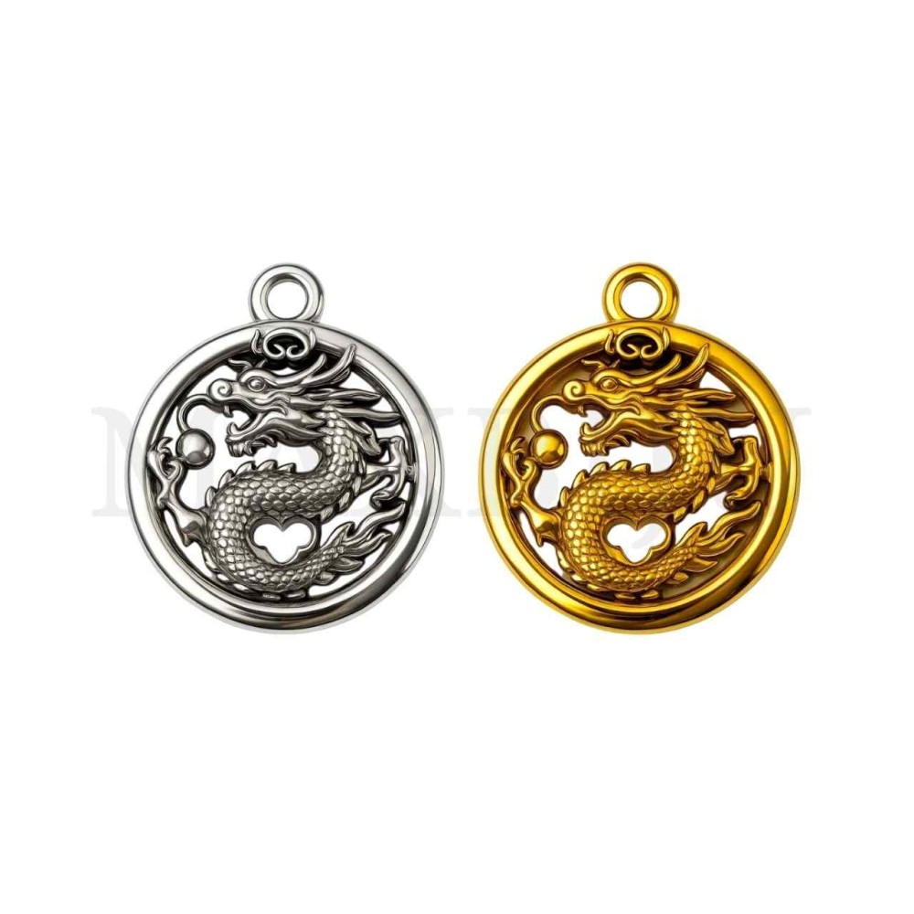 Metal Pendant  - Dragon 20mm