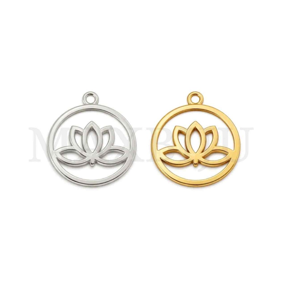 Metal Pendant - Lotus 20mm