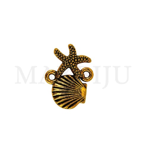 Metal Pendant - Shell and Starfish 14x18mm