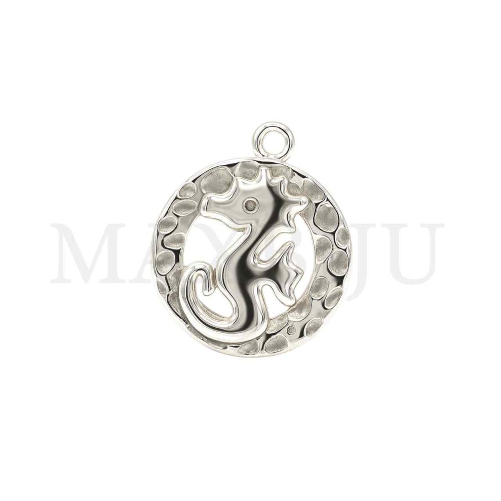 Metal Pendant - Seahorse 17mm