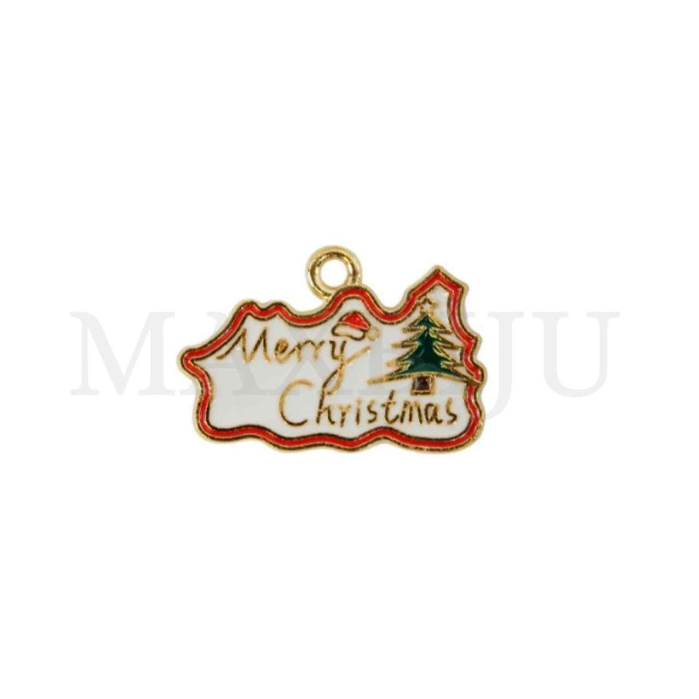 Metal Pendant "Merry Christmas" 22x15mm