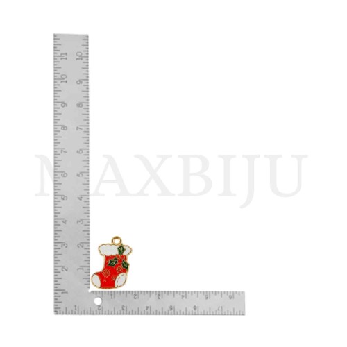 Metal Christmas Stocking Pendant 14x20mm