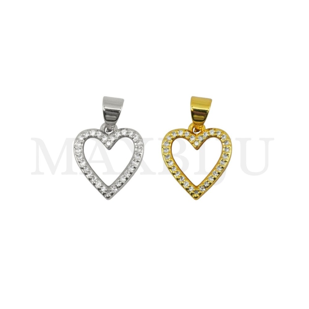 Rhodium-Plated Pendant – Heart, 12x14mm.