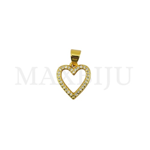 Rhodium-Plated Pendant – Heart, 12x14mm.