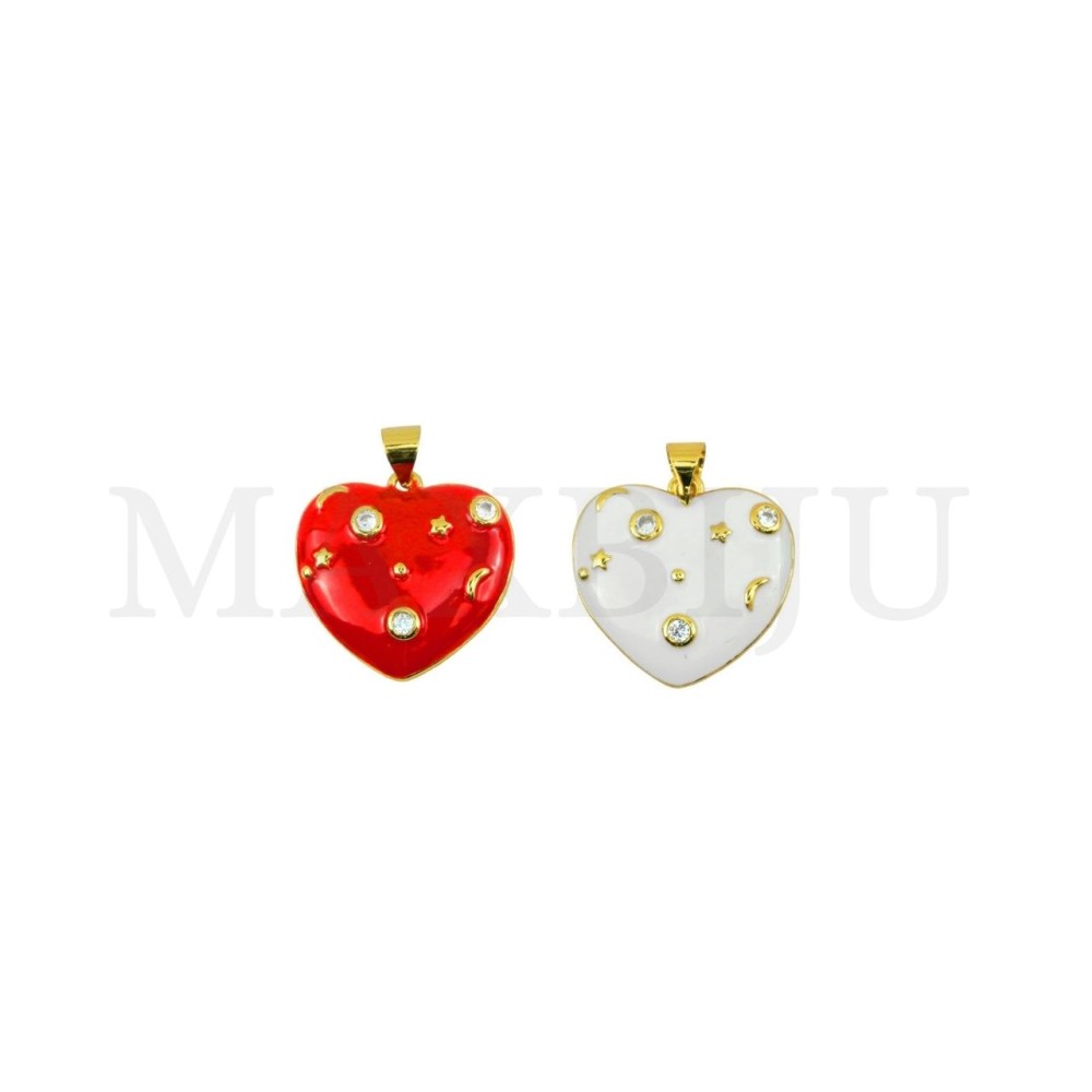 Rhodium-Plated Pendant – Heart, 20x19mm.