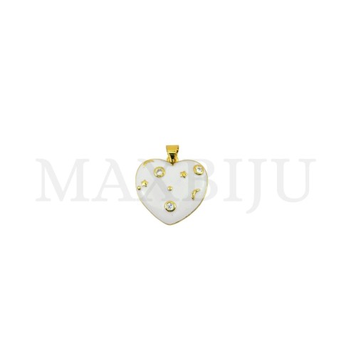Rhodium-Plated Pendant – Heart, 20x19mm.