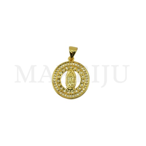 Rhodium-Plated Pendant – Our Lady of Guarda Lupe, 17mm.