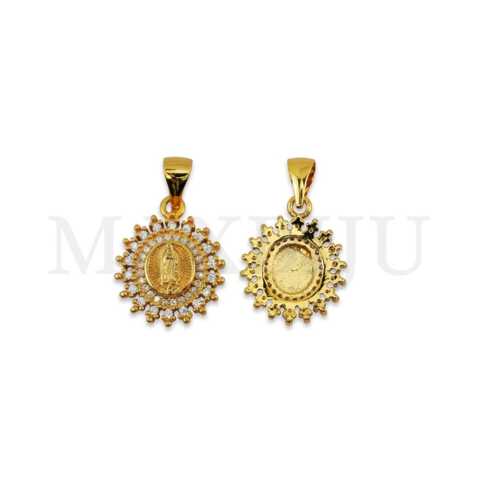 Rhodium-Plated Pendant – Our Lady of Fátima, 16mm.