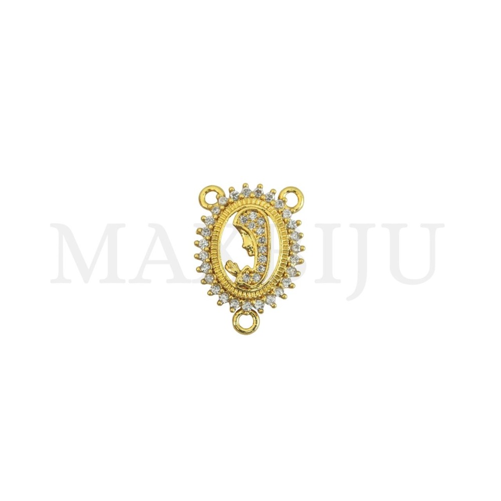 Rhodium-Plated Pendant – Our Lady, 13x18mm.