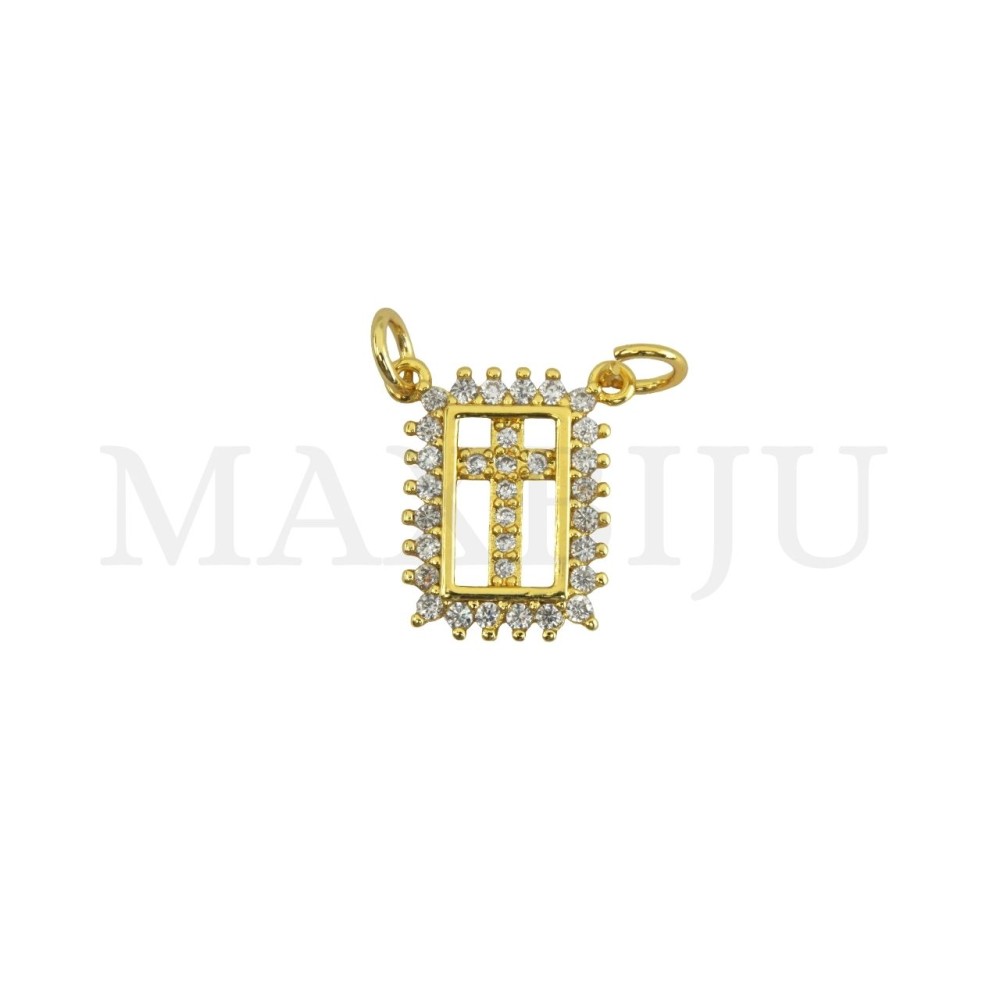 Rhodium-Plated Pendant – Cross, 12x16mm.