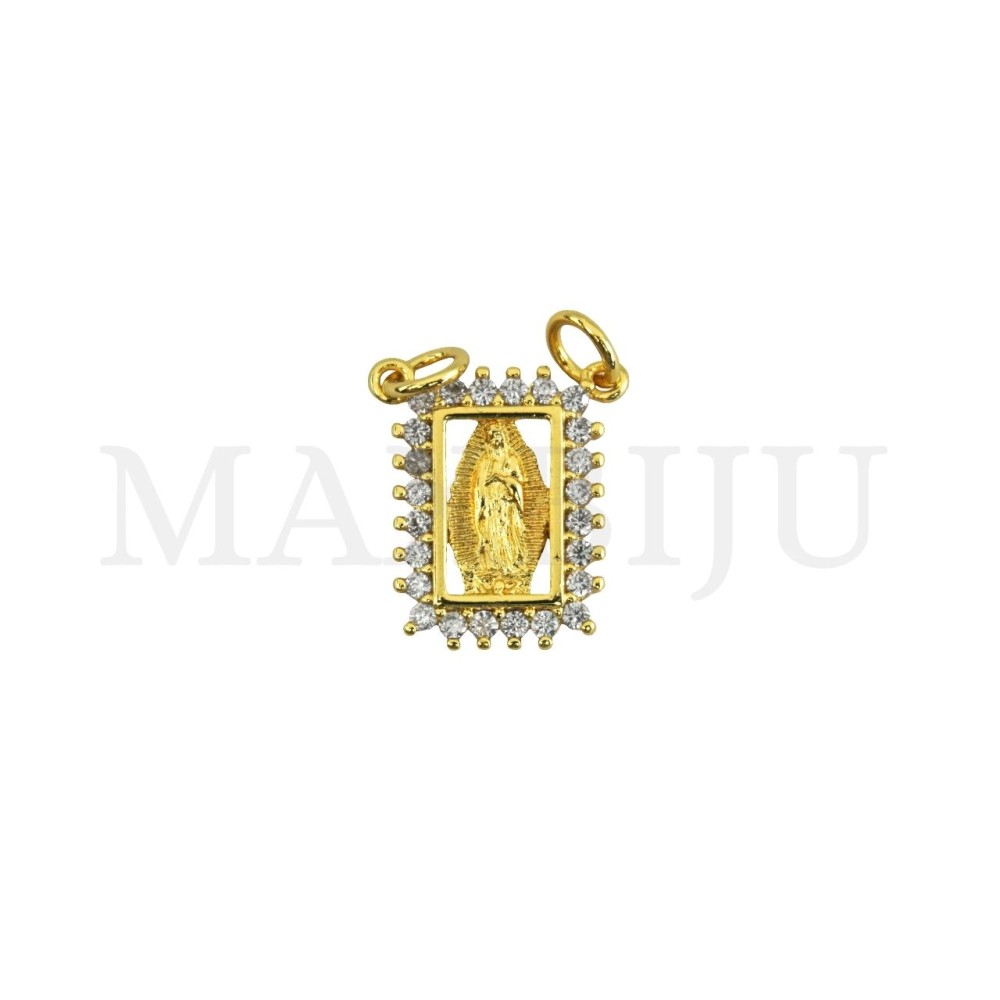 Rhodium-Plated Pendant – Our Lady of Guadalupe, 12x16mm.