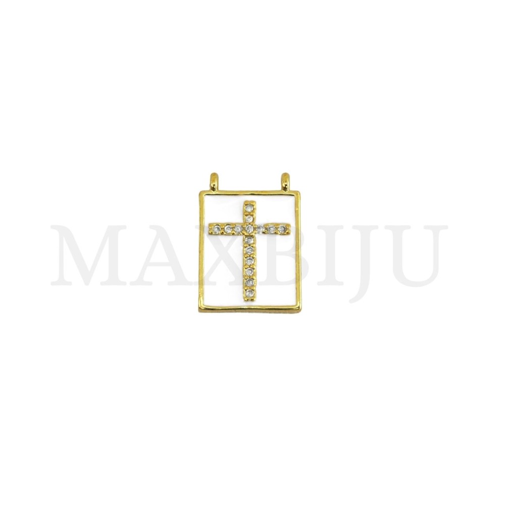 Rhodium-Plated Pendant – Cross, 11x16mm.