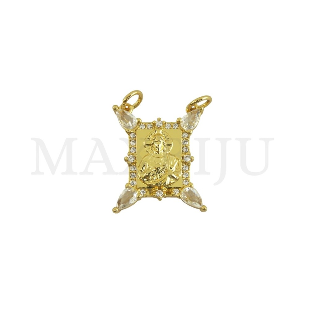 Rhodium-Plated Pendant – Jesus, 17x20mm.