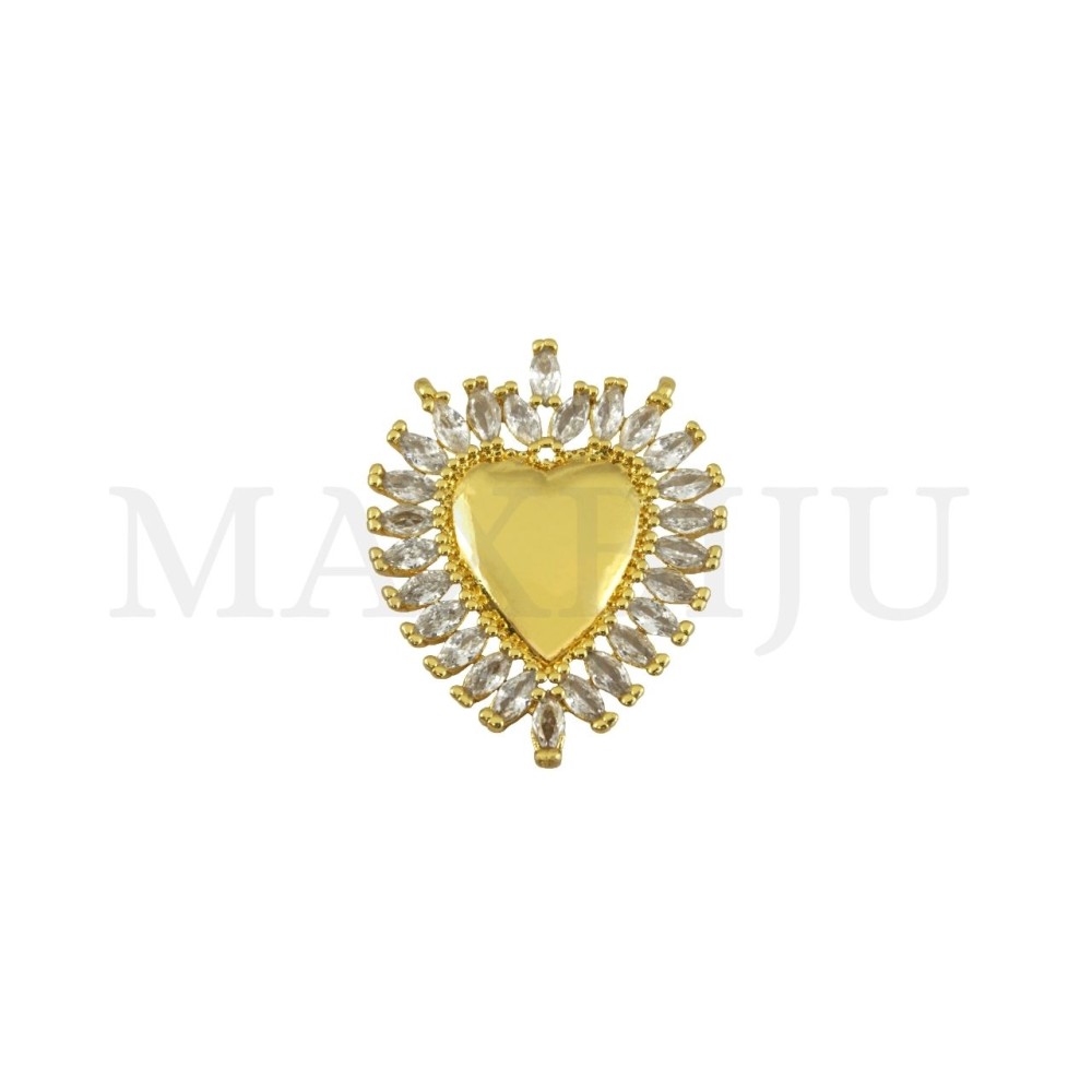  Rhodium-Plated Pendant – Heart, 22x27mm.