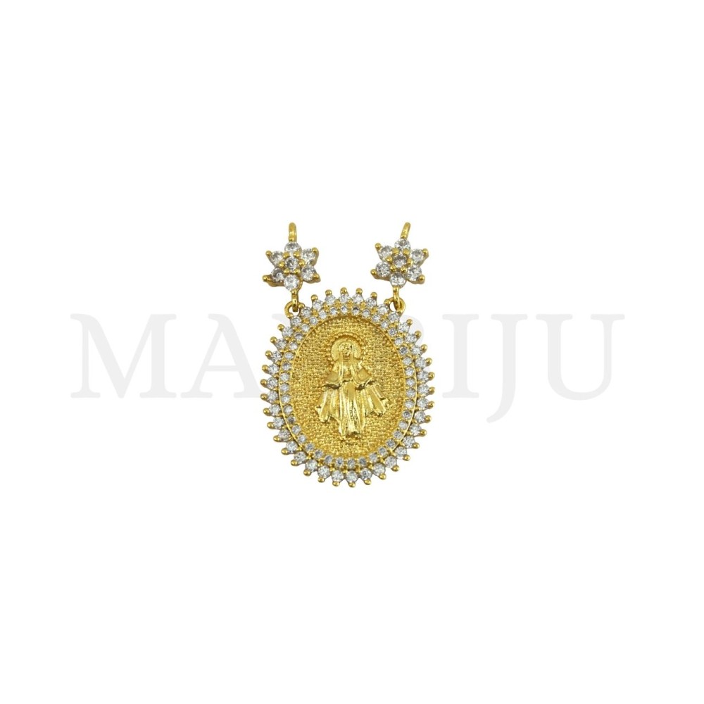 Rhodium-Plated Pendant – Virgin Mary, 22x25mm.