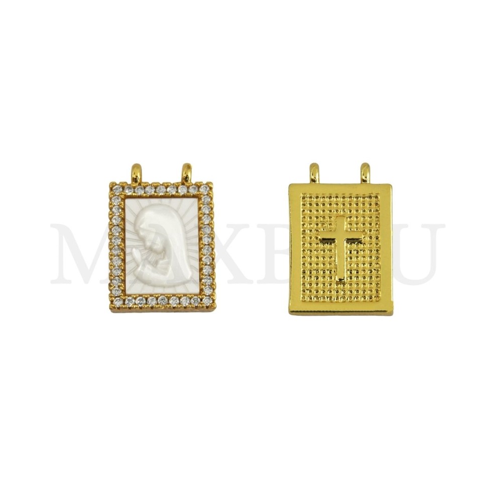 Rhodium-Plated Pendant – Our Lady, 11x17mm.