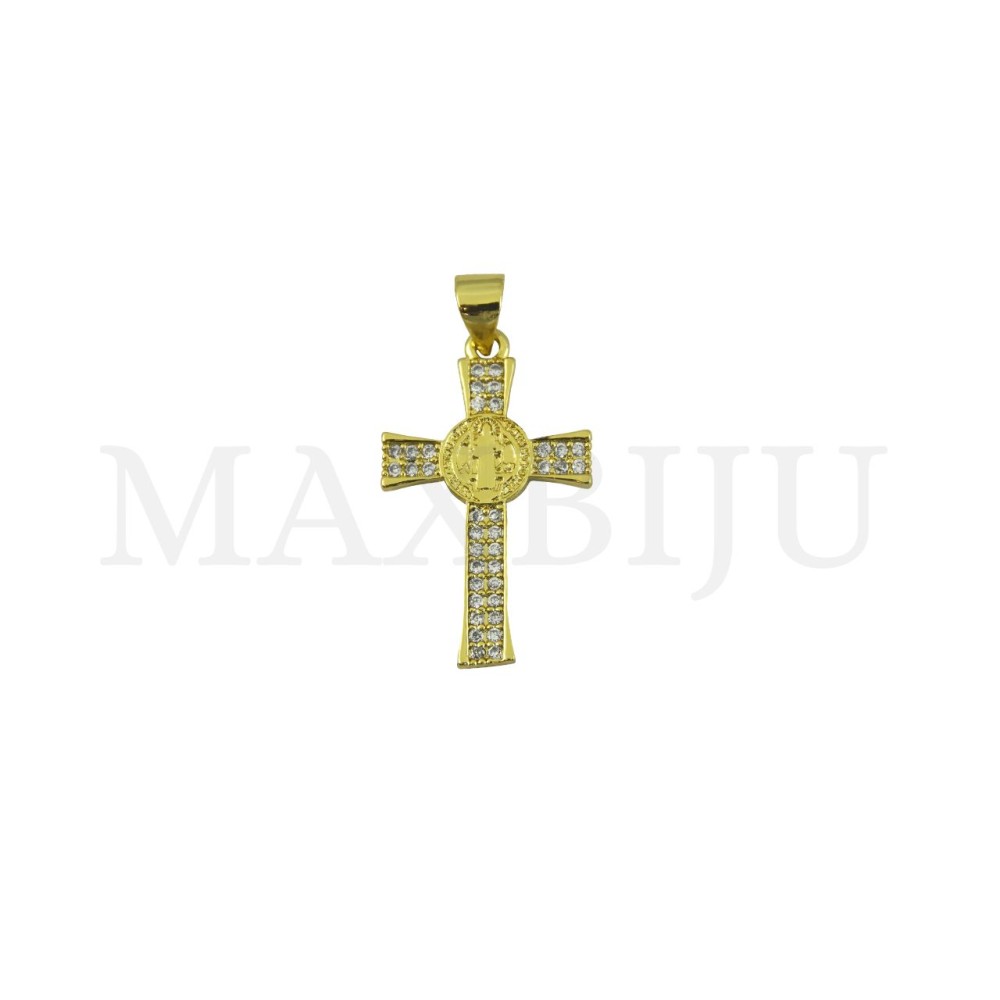 Rhodium-Plated Pendant – St Benedict’s Cross, 15x25mm.