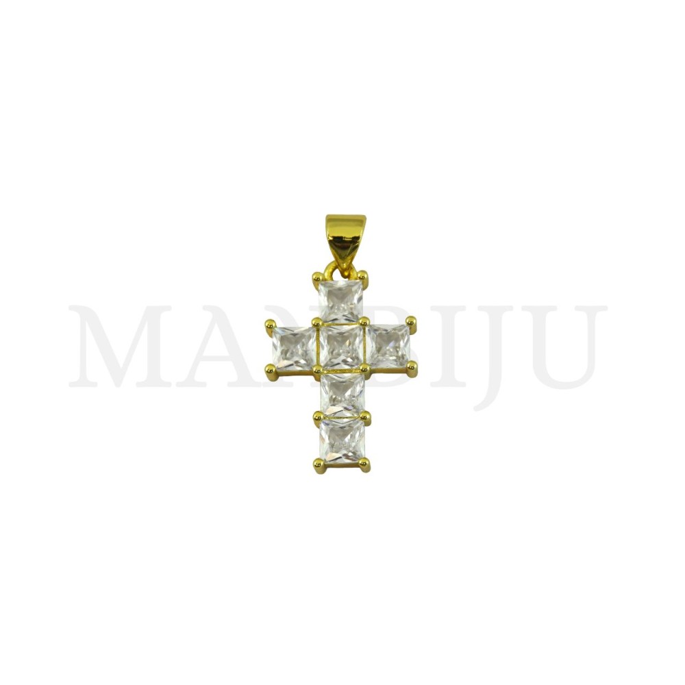 Rhodium-Plated Pendant – Cross, 14x20mm.