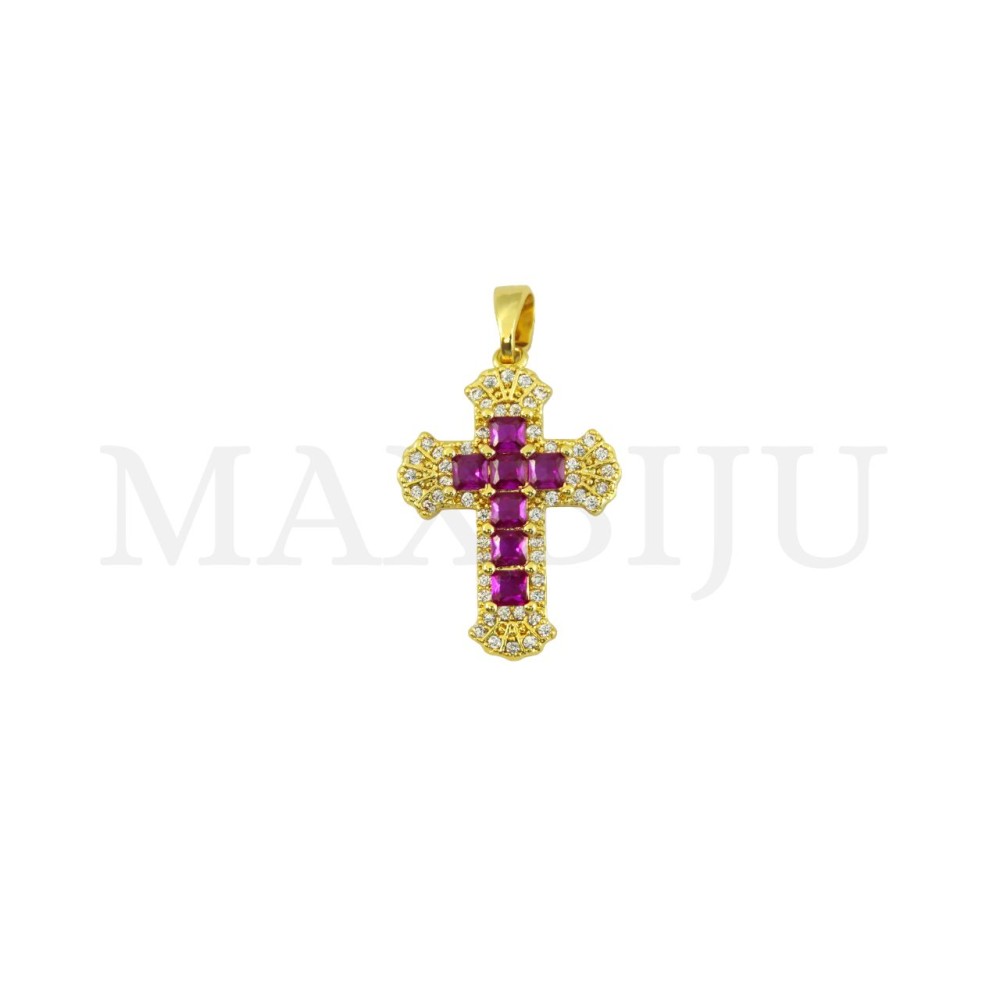 Rhodium-Plated Pendant – Cross, 16x23mm.