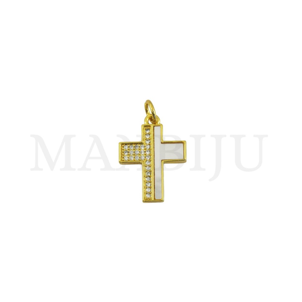 Rhodium-Plated Pendant – Cross, 14x19mm.