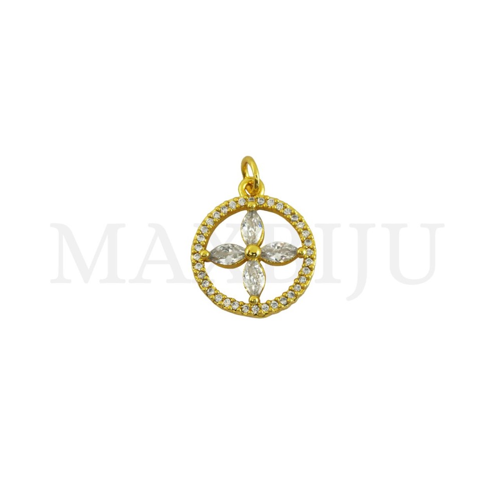 Rhodium-Plated Pendant, 15mm.