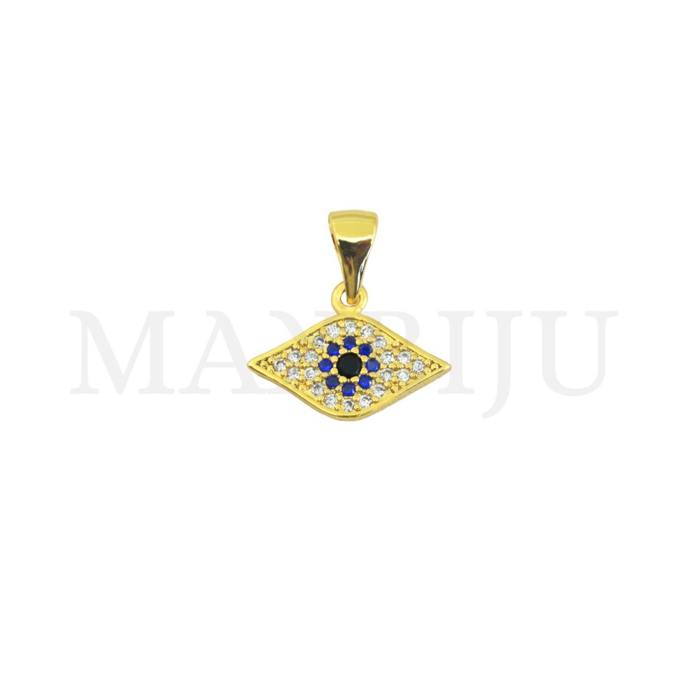 Rhodium-Plated Greek Eye Pendant, 18x12mm.