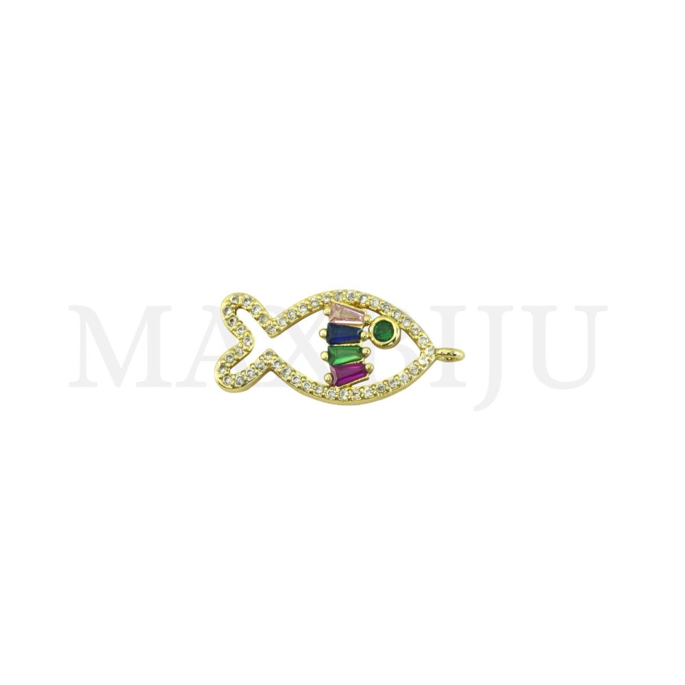 Rhodium-Plated Pendant – Fish, 12x25mm.