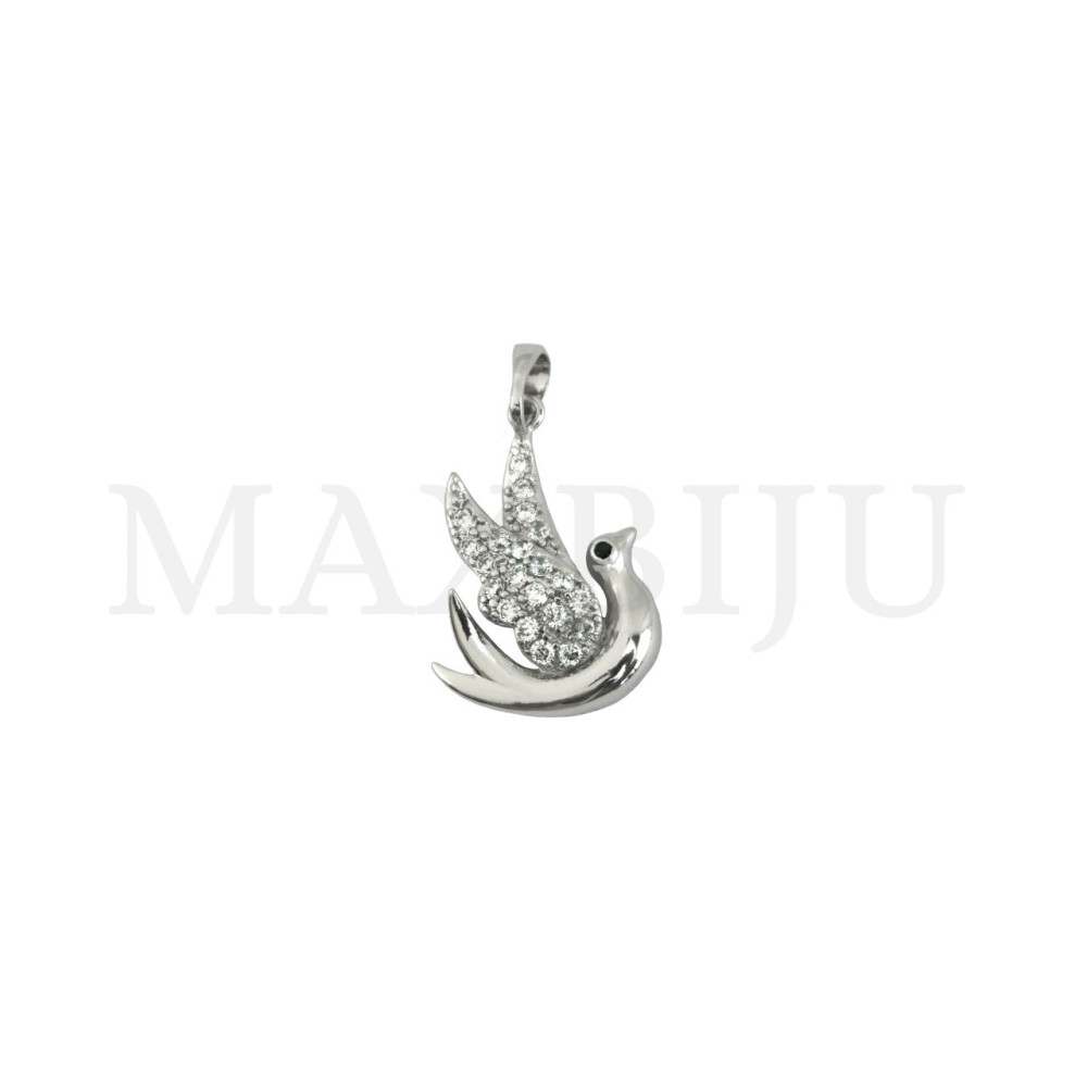 Rhodium-Plated Pendant, 17X23mm.