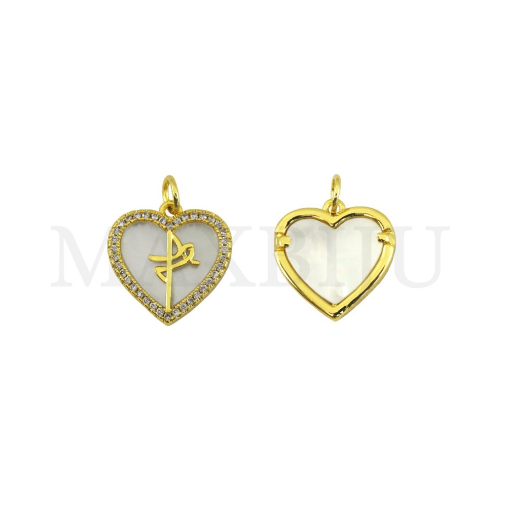Rhodium-Plated Pendant – Faith Heart, 16x16mm.