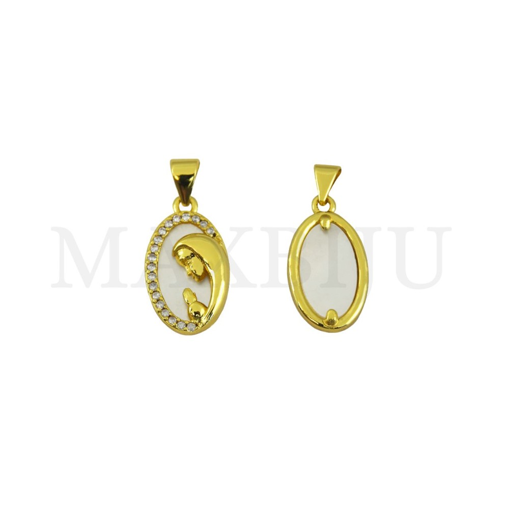 Rhodium-Plated Pendant – Virgin Mary, 11x18mm.