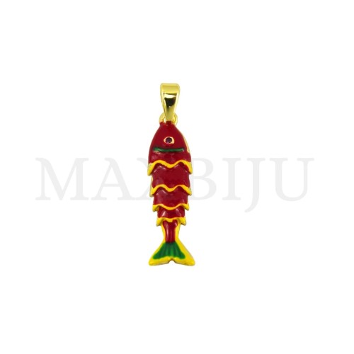 Rhodium-Plated Pendant – Fish, 7x24mm.